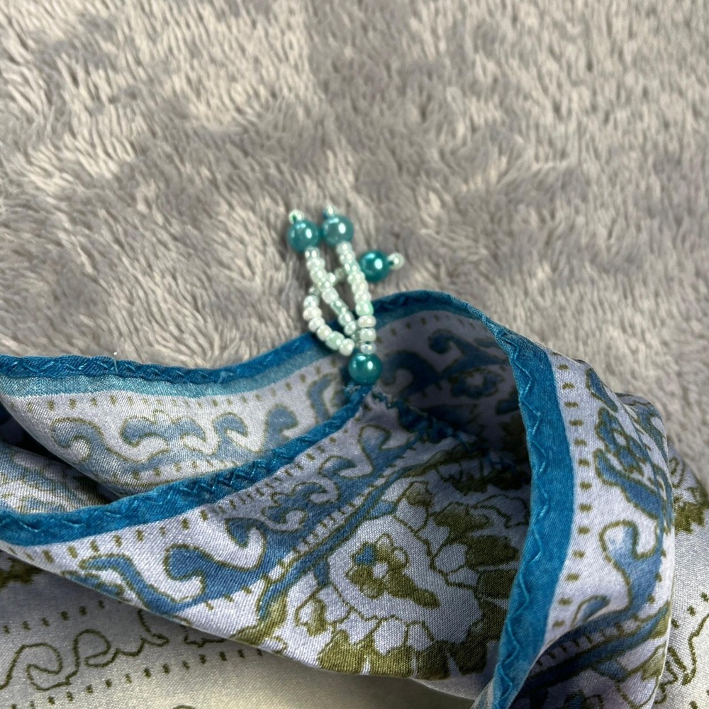 Vintage 1999 Victoria's Secret Silk Sarong Blue Ombre Paisley Coastal Coverup - Picture 10 of 10